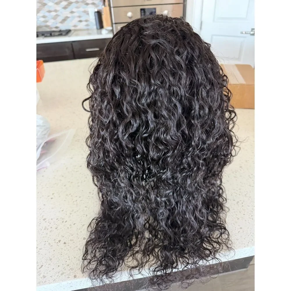 18in Water Wave Human Hair Half Wig 200% Density Glueless Black MSRP: $102